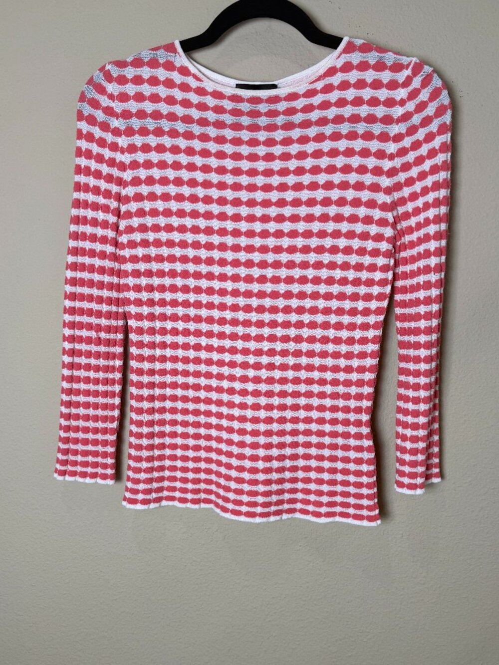 Emporio Armani Pink Geometric Patterned Knit Sweater Size 38